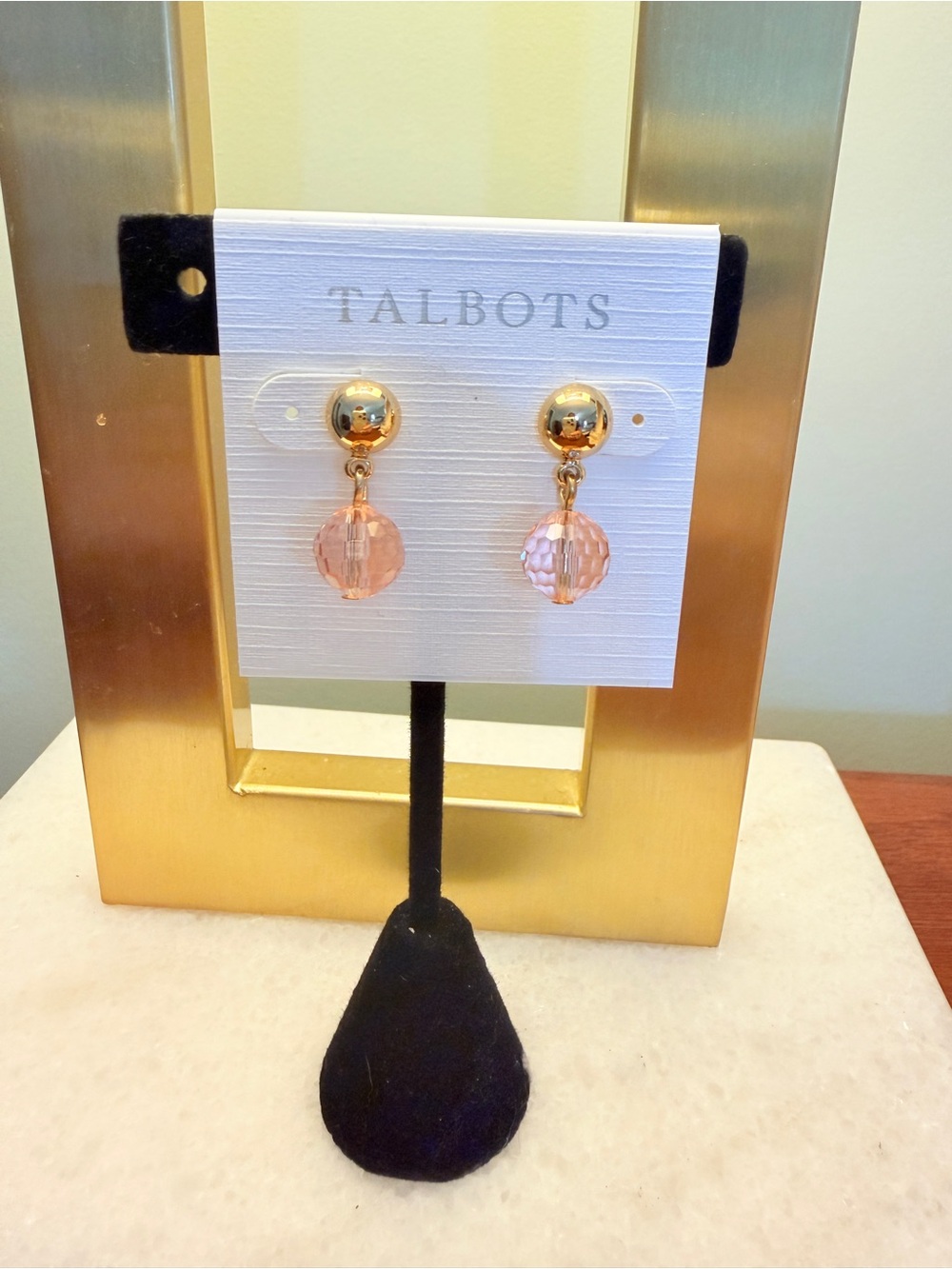 Talbots Gold-Tone Earrings with Peach Faceted Drops